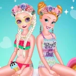 لعبة حفلة المسبح لإلسا وآنا